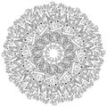 Unusual kinnets mandala colouring page for kids and adults stock vector illustration